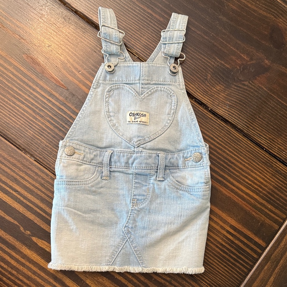 OshKosh B'gosh Heart Pocket Light Blue Overall Dress 12 months